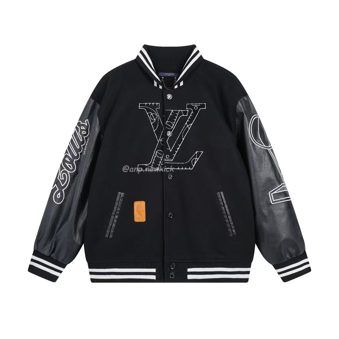 Louis Vuitton X Nba Leather Basketball Jacket Black (1) - newkick.vip